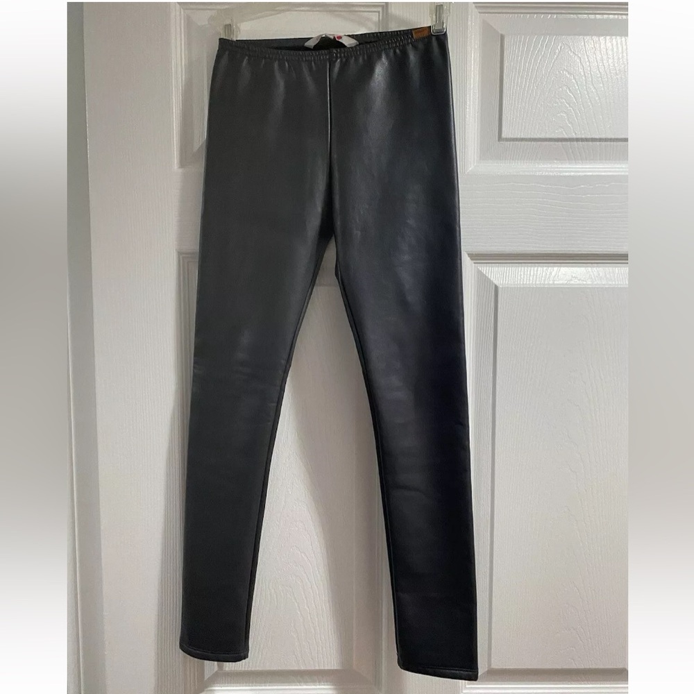Boboli girls kids faux leather pants leggings skinny fleece lining grey 8 128 cm